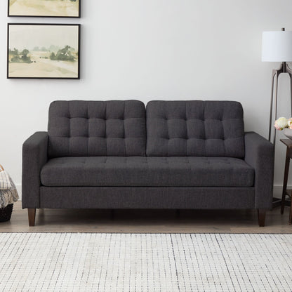 Brookside Brynn 76-in. Square-arm Faux Leather/Velvet/Fabric Sofa