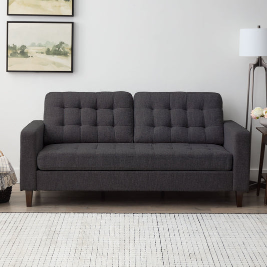 Brookside Brynn 76-in. Square-arm Faux Leather/Velvet/Fabric Sofa