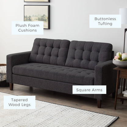 Brookside Brynn 76-in. Square-arm Faux Leather/Velvet/Fabric Sofa