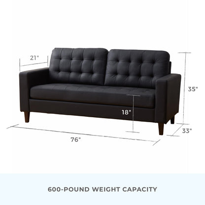 Brookside Brynn 76-in. Square-arm Faux Leather/Velvet/Fabric Sofa
