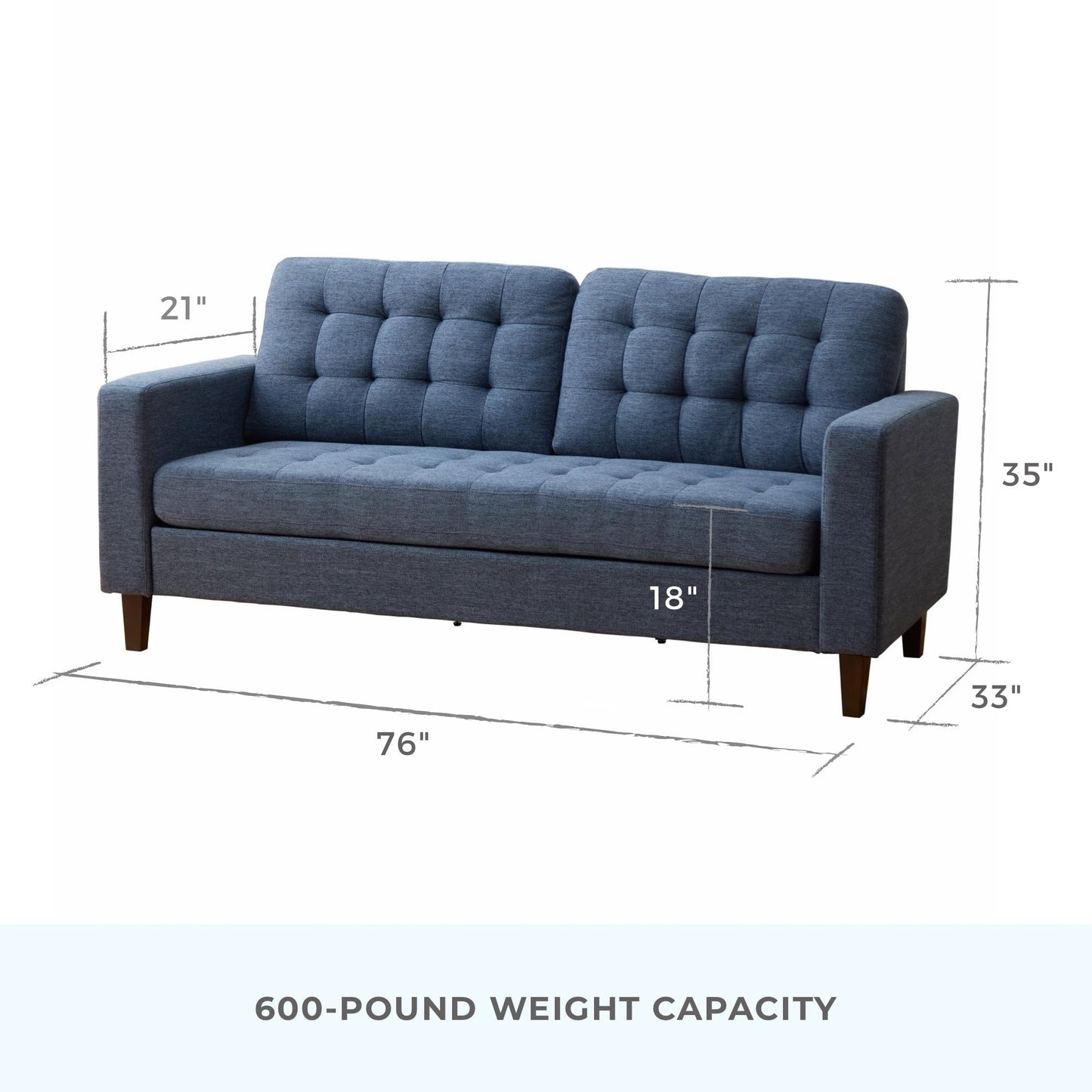 Brookside Brynn 76-in. Square-arm Faux Leather/Velvet/Fabric Sofa