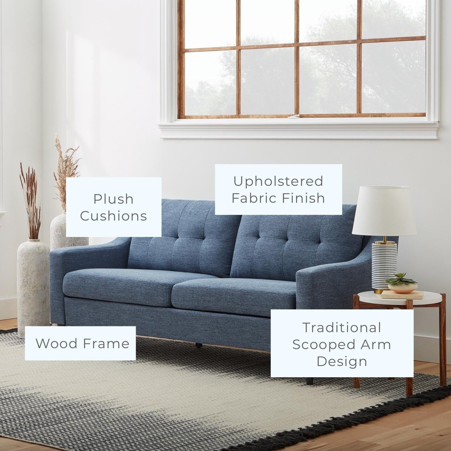 Brookside Ellen 75 Upholstered Scooped Arm Sofa