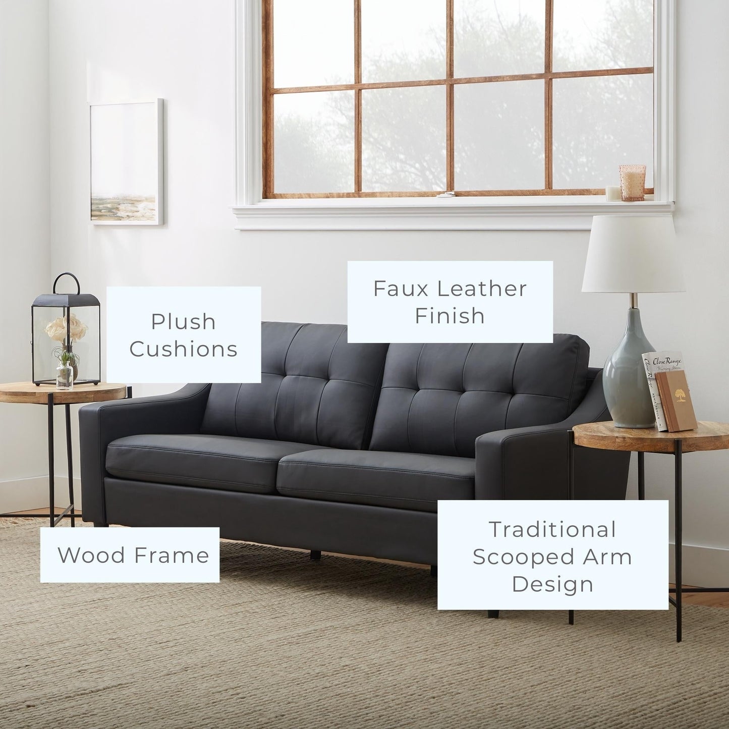 Brookside Ellen 75 Upholstered Scooped Arm Sofa