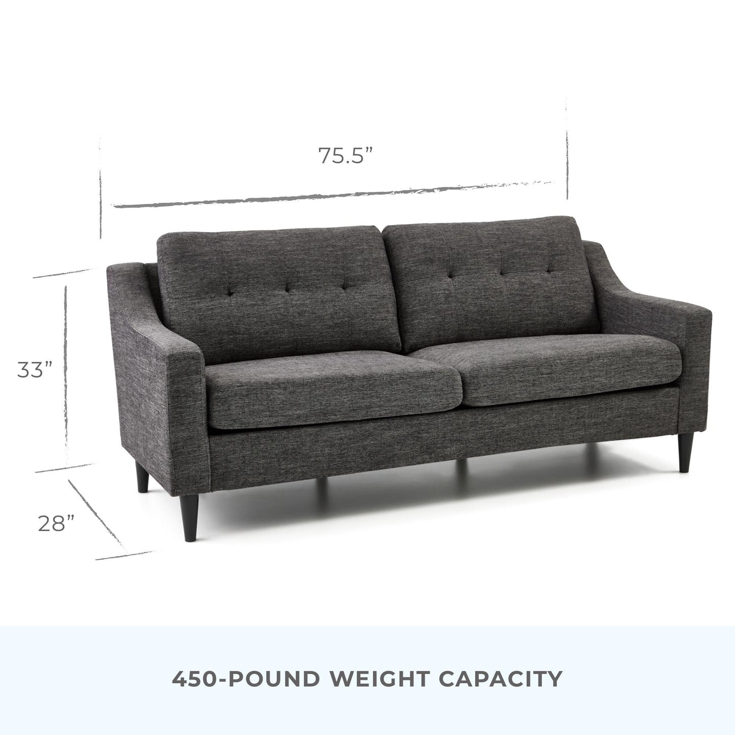 Brookside Ellen 75 Upholstered Scooped Arm Sofa