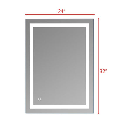 Built-in Light Strip Touch LED Bathroom Mirror Silver