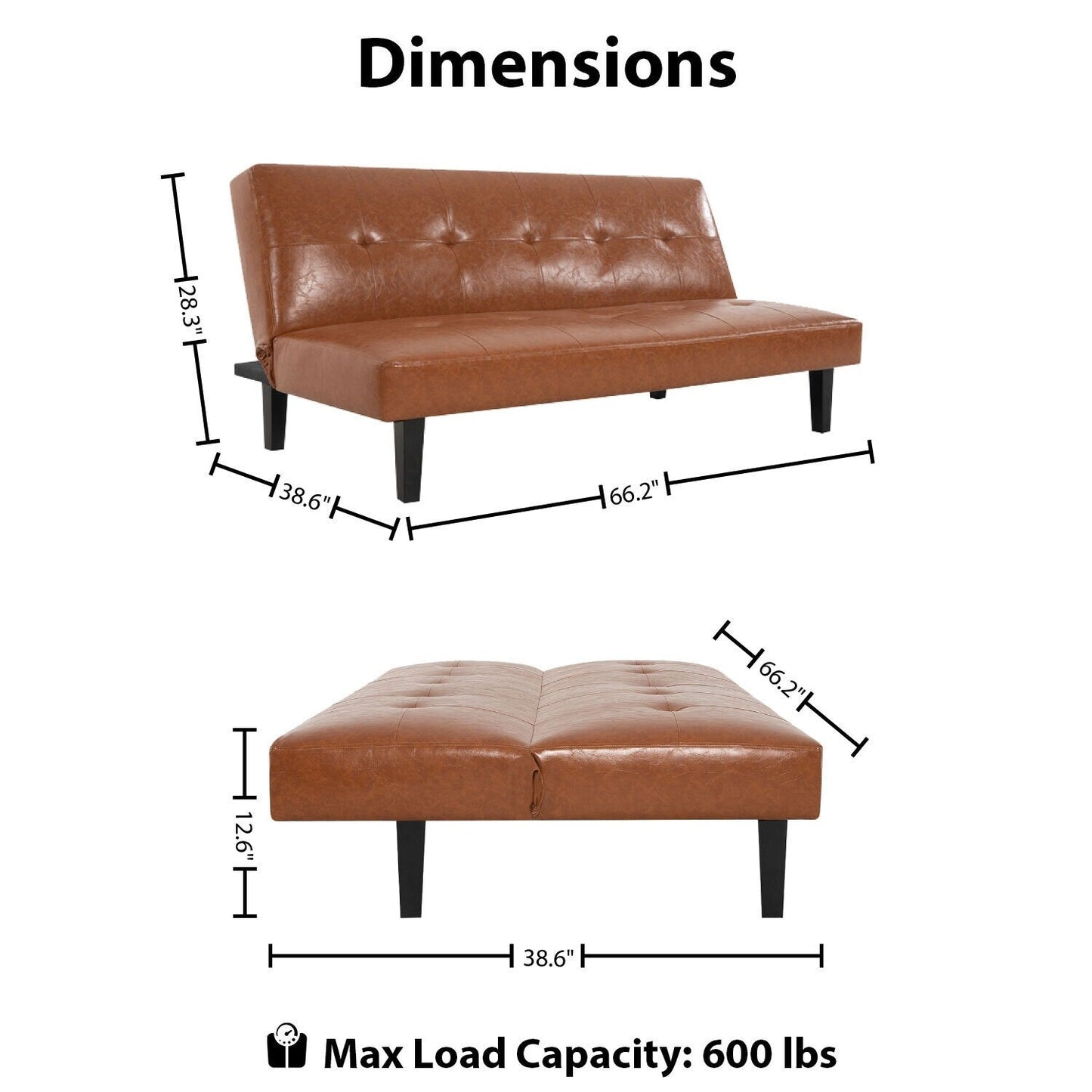 Ultimate Futon Sofa Collection: Futon Sofa with Armrest and Cupholders, Button Tufted Sofa with Wooden Legs