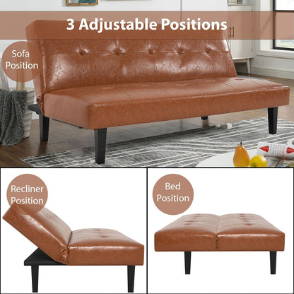 Ultimate Futon Sofa Collection: Futon Sofa with Armrest and Cupholders, Button Tufted Sofa with Wooden Legs