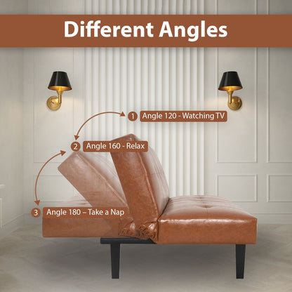 Ultimate Futon Sofa Collection: Futon Sofa with Armrest and Cupholders, Button Tufted Sofa with Wooden Legs