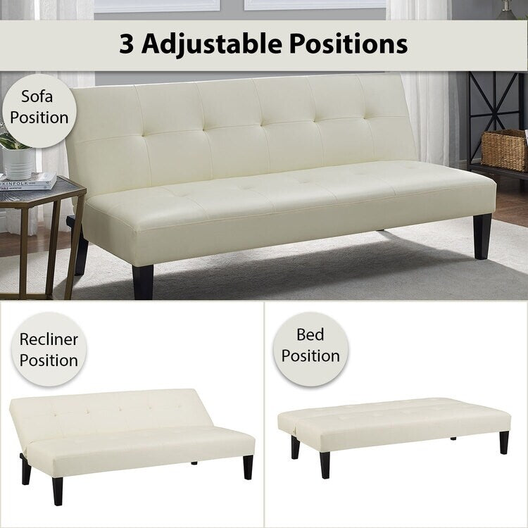 Ultimate Futon Sofa Collection: Futon Sofa with Armrest and Cupholders, Button Tufted Sofa with Wooden Legs