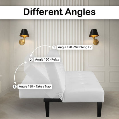 Ultimate Futon Sofa Collection: Futon Sofa with Armrest and Cupholders, Button Tufted Sofa with Wooden Legs