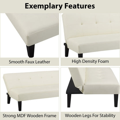 Ultimate Futon Sofa Collection: Futon Sofa with Armrest and Cupholders, Button Tufted Sofa with Wooden Legs