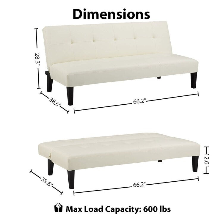 Ultimate Futon Sofa Collection: Futon Sofa with Armrest and Cupholders, Button Tufted Sofa with Wooden Legs