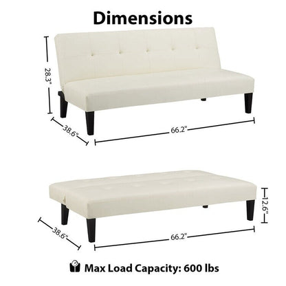 Ultimate Futon Sofa Collection: Futon Sofa with Armrest and Cupholders, Button Tufted Sofa with Wooden Legs