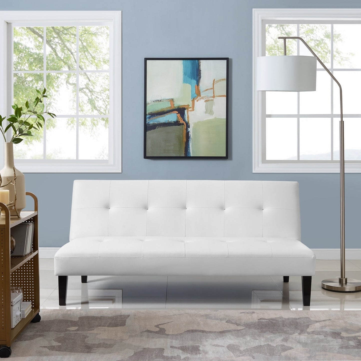 Ultimate Futon Sofa Collection: Futon Sofa with Armrest and Cupholders, Button Tufted Sofa with Wooden Legs