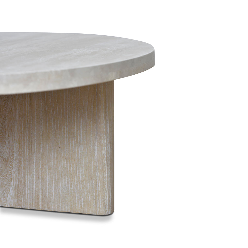 Agosti Travertine Marble 100cm Round Coffee Table - White Wash