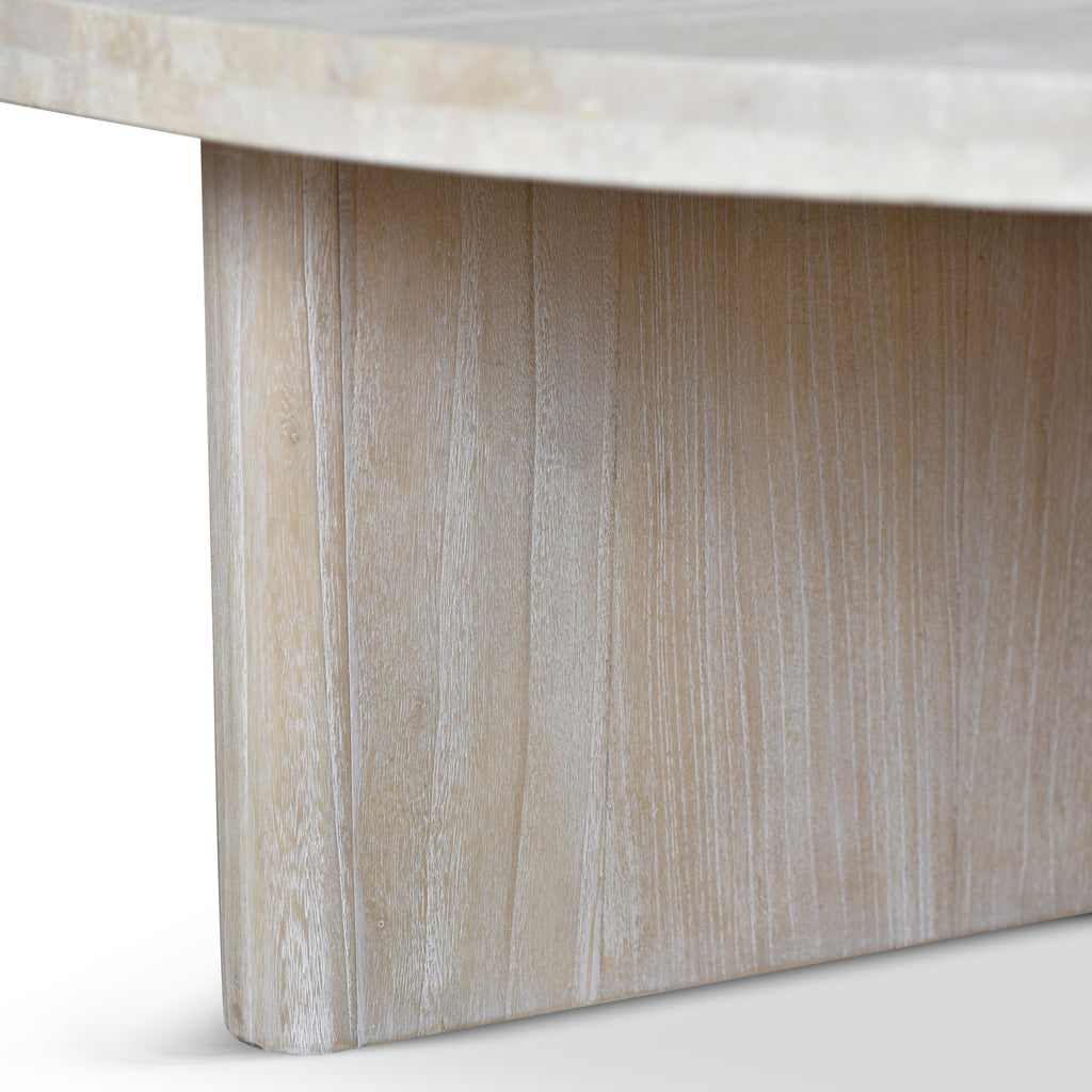 Agosti Travertine Marble 100cm Round Coffee Table - White Wash