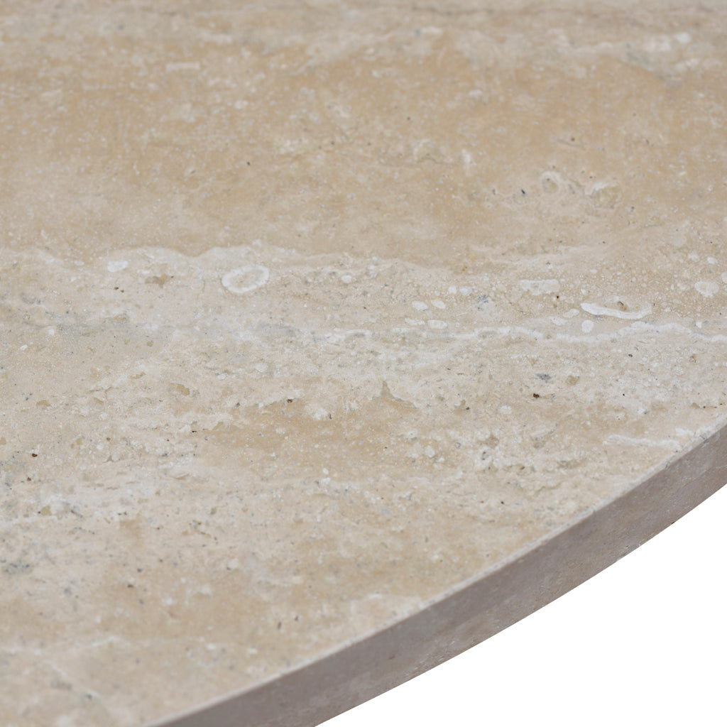 Agosti Travertine Marble 100cm Round Coffee Table - White Wash
