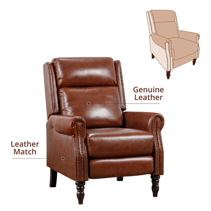 Genuine Leather Comfortable Recliner Chair Adjustable Push Back Recliner Living Room Arm Chair