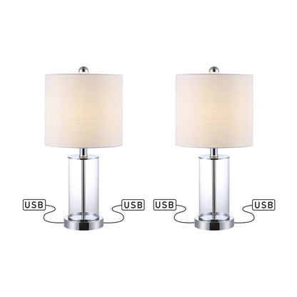 Cabell 21 Glass Modern Contemporary USB Charging LED Table Lamp, Oil Rubbed Bronze (Set of 2) by JONATHAN Y
