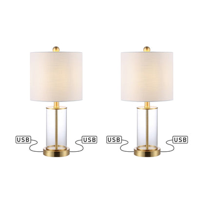 Cabell 21 Glass Modern Contemporary USB Charging LED Table Lamp, Oil Rubbed Bronze (Set of 2) by JONATHAN Y