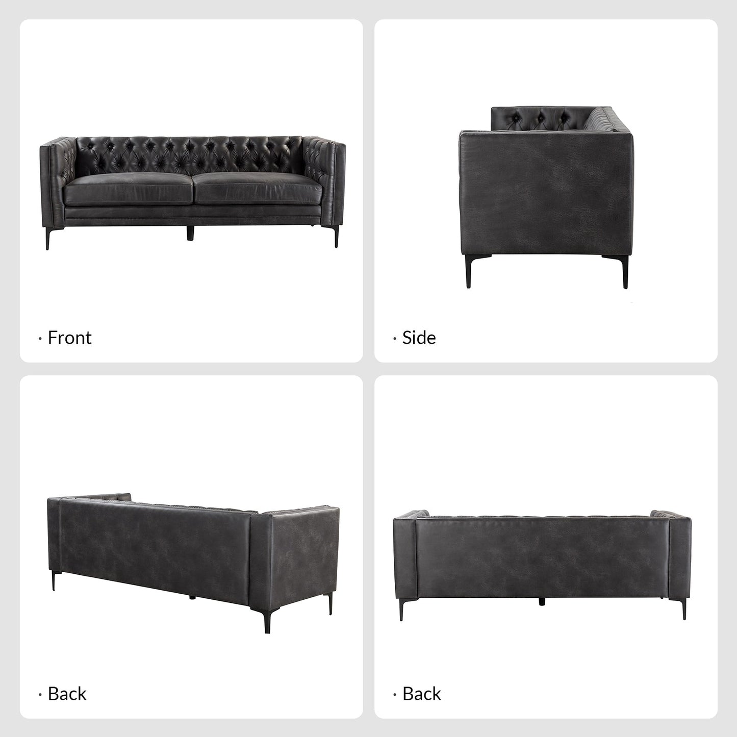 Calymne 84 Classic Square Arms Sofa with Button-Tufted Back by HULALA HOME