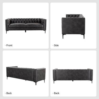Calymne 84 Classic Square Arms Sofa with Button-Tufted Back by HULALA HOME