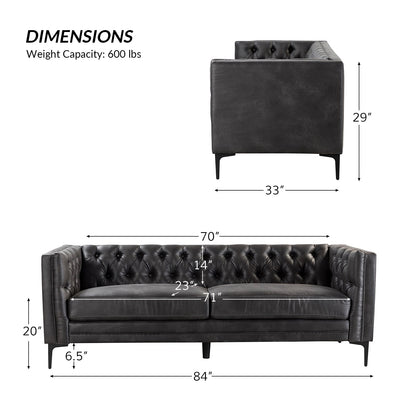Calymne 84 Classic Square Arms Sofa with Button-Tufted Back by HULALA HOME