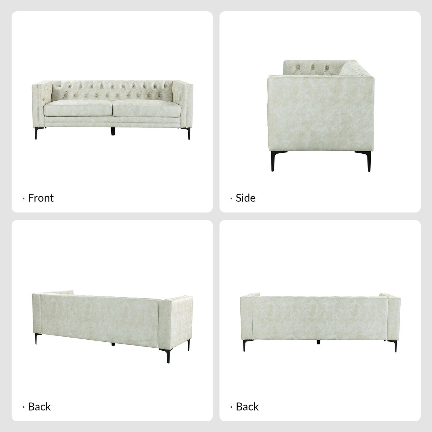 Calymne 84 Classic Square Arms Sofa with Button-Tufted Back by HULALA HOME