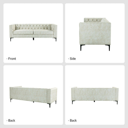 Calymne 84 Classic Square Arms Sofa with Button-Tufted Back by HULALA HOME