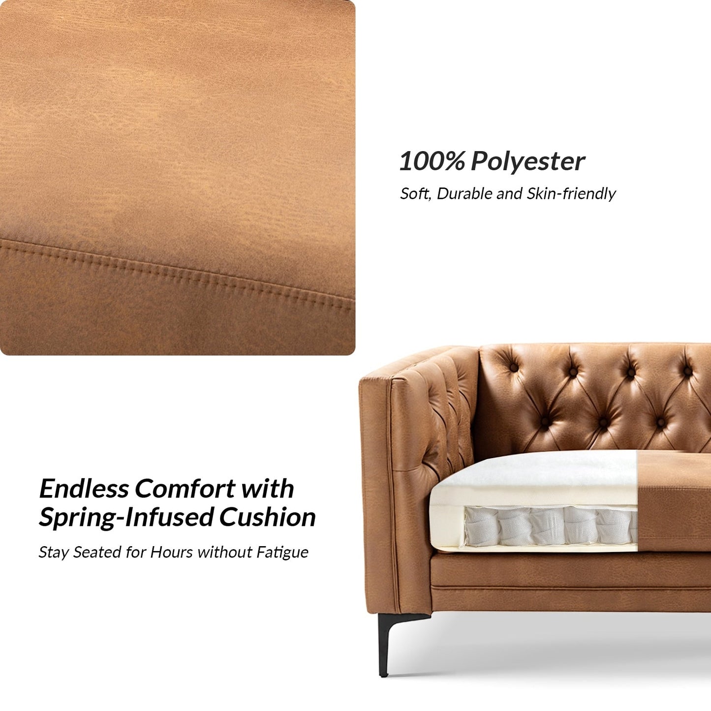 Calymne 84 Classic Square Arms Sofa with Button-Tufted Back by HULALA HOME