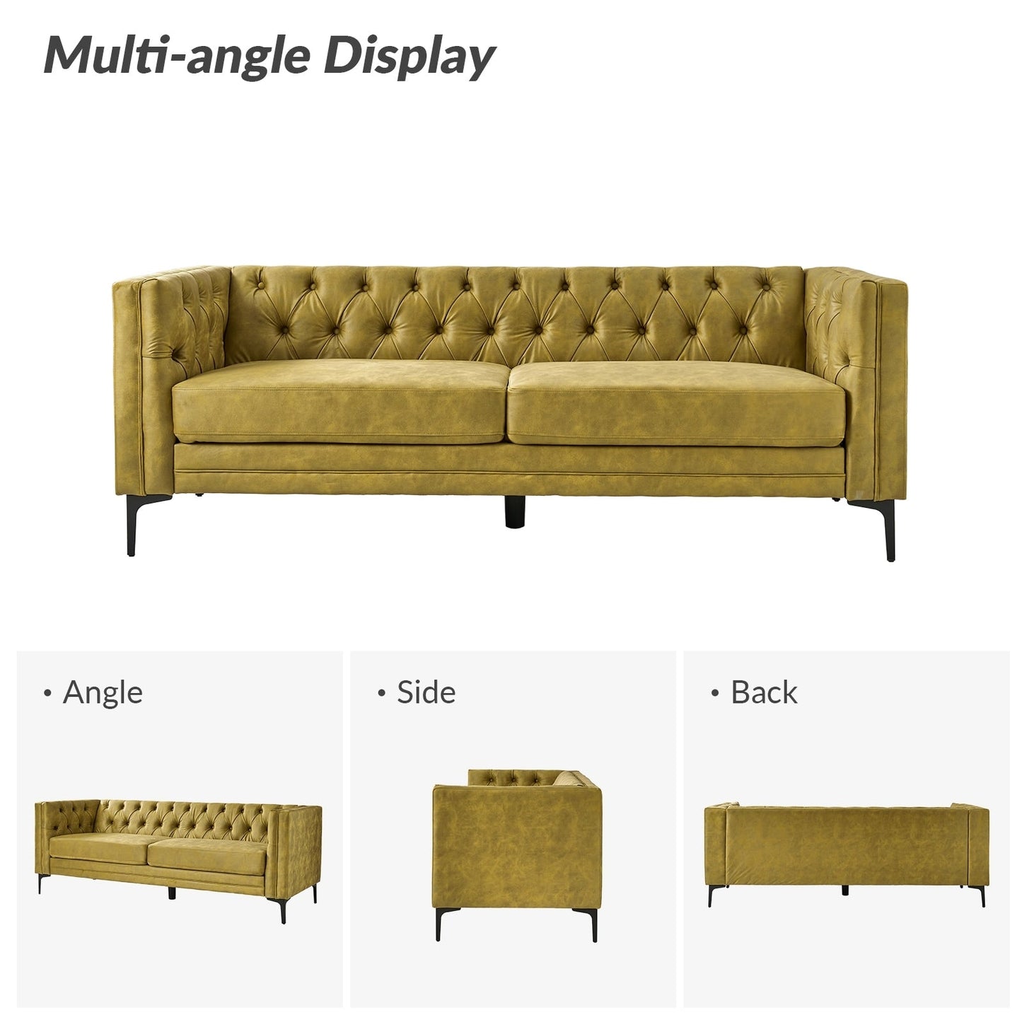 Calymne 84 Classic Square Arms Sofa with Button-Tufted Back by HULALA HOME