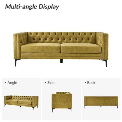 Calymne 84 Classic Square Arms Sofa with Button-Tufted Back by HULALA HOME