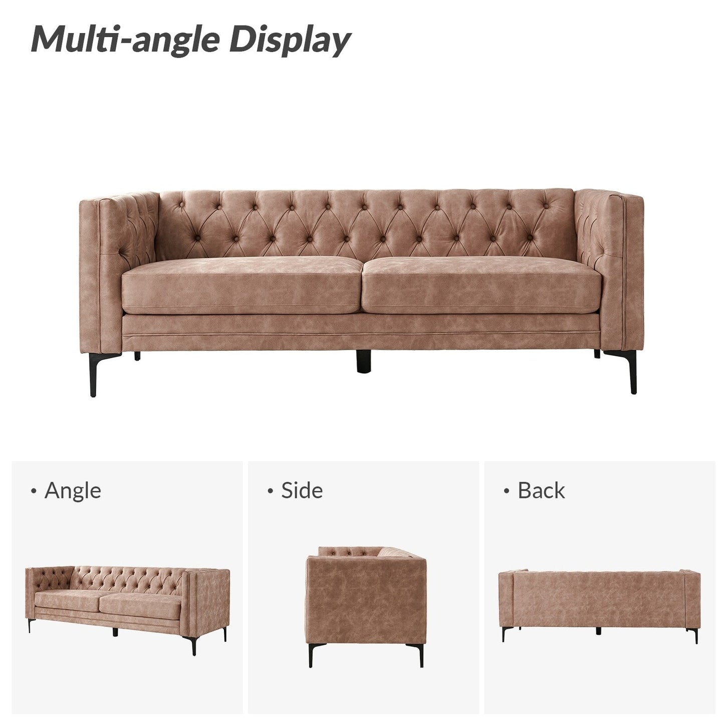 Calymne 84 Classic Square Arms Sofa with Button-Tufted Back by HULALA HOME
