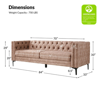 Calymne 84 Classic Square Arms Sofa with Button-Tufted Back by HULALA HOME