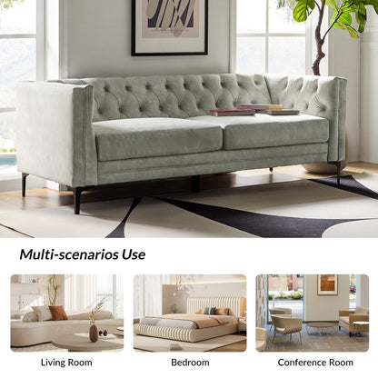 Calymne 84 Classic Square Arms Sofa with Button-Tufted Back by HULALA HOME
