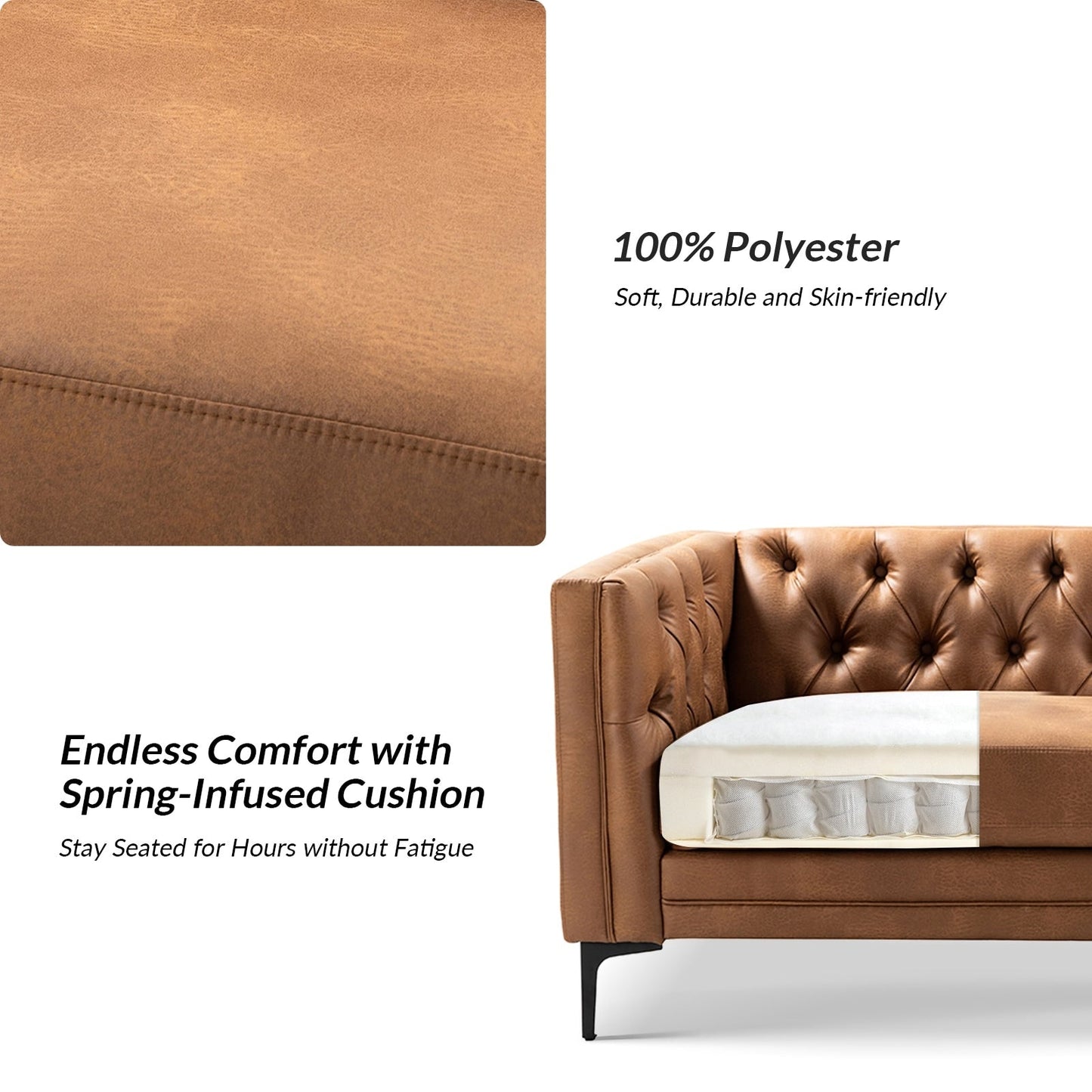 Calymne 84 Classic Square Arms Sofa with Button-Tufted Back by HULALA HOME
