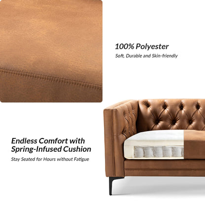 Calymne 84 Classic Square Arms Sofa with Button-Tufted Back by HULALA HOME
