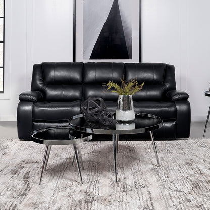 Camila Transitional Leatherette Upholstered Motion Reclining Sofa