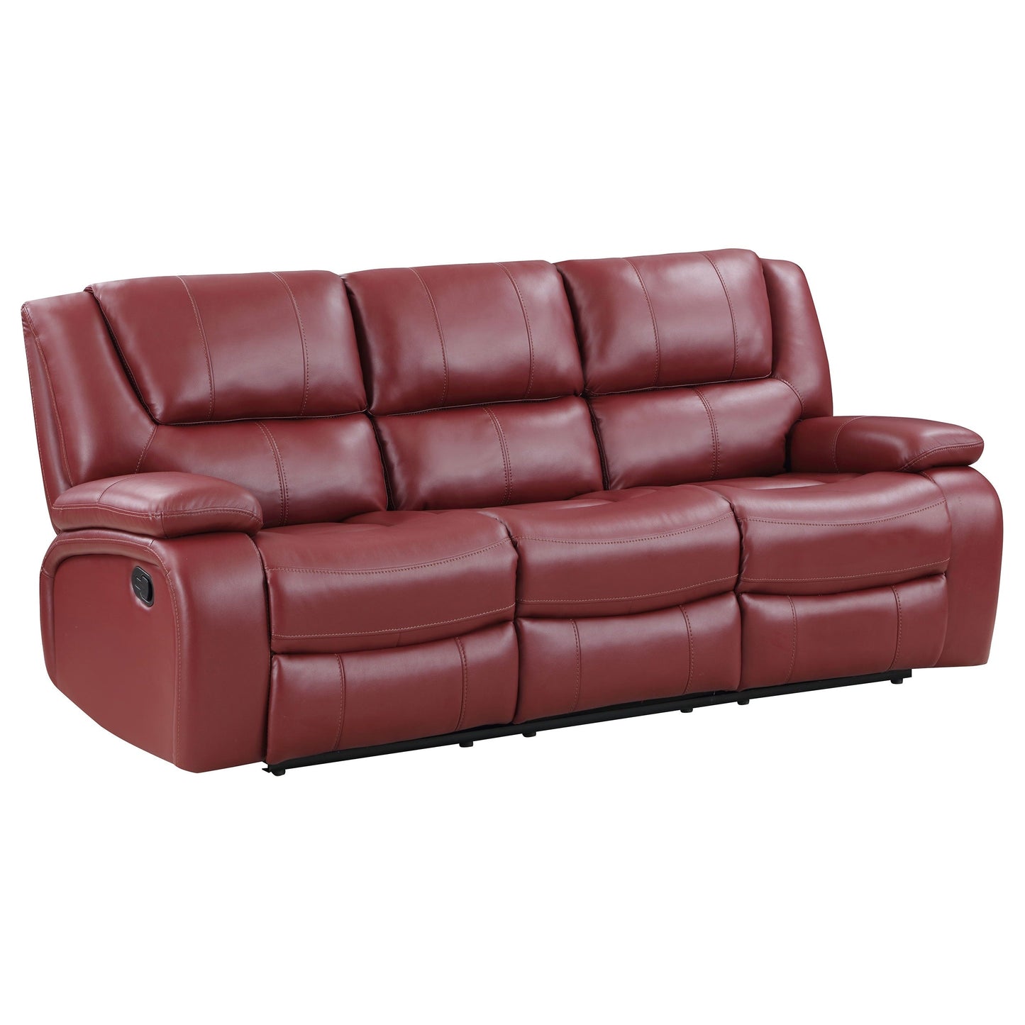Camila Transitional Leatherette Upholstered Motion Reclining Sofa