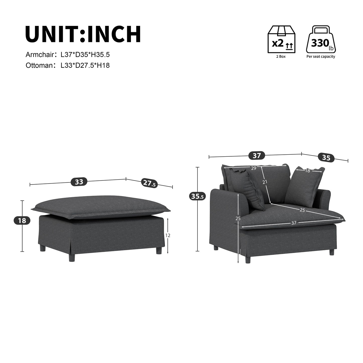 Chaise Lounge,Chenille Single Sofa Bed With Wide Seat,Upholstered Lazy Sleeper Armchair With Movable Ottoman,Reading Couch Set