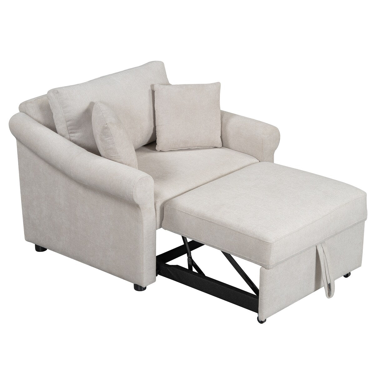 Chenille Convertible Sleeper Chair with Adjustable Backrest, 3 IN 1 Lounger Chair Turns Into Bed, Single Bed for Living Room