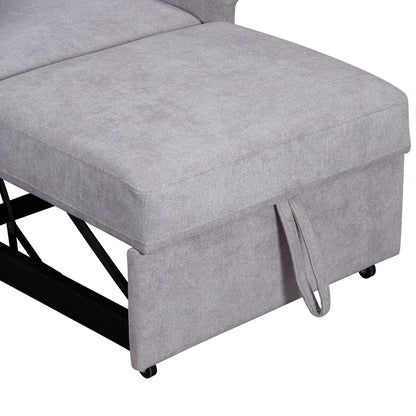 Chenille Convertible Sleeper Chair with Adjustable Backrest, 3 IN 1 Lounger Chair Turns Into Bed, Single Bed for Living Room