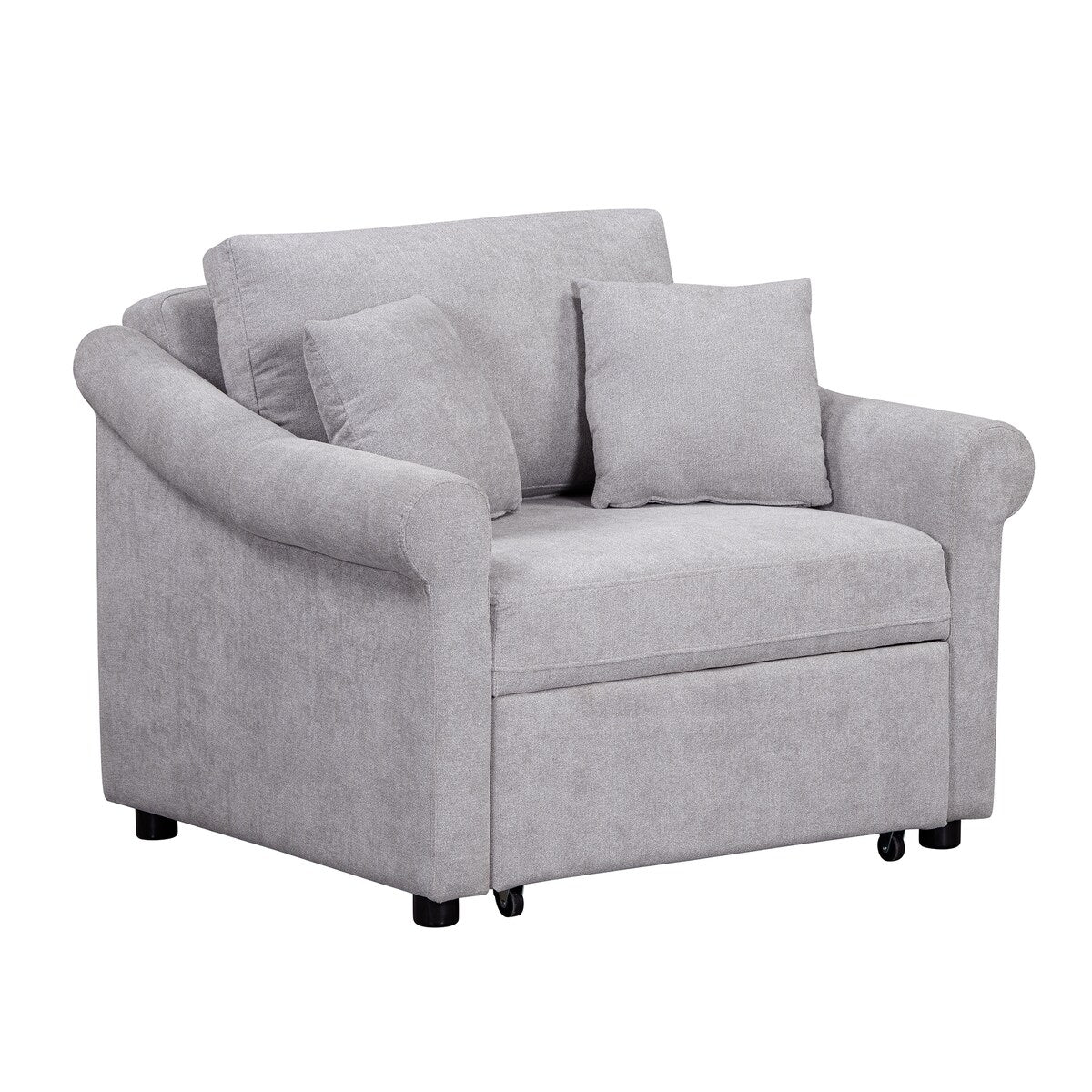 Chenille Convertible Sleeper Chair with Adjustable Backrest, 3 IN 1 Lounger Chair Turns Into Bed, Single Bed for Living Room