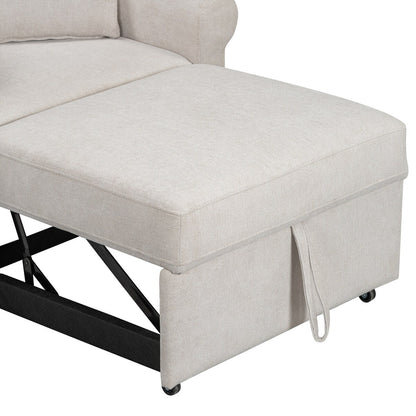 Chenille Convertible Sleeper Chair with Adjustable Backrest, 3 IN 1 Lounger Chair Turns Into Bed, Single Bed for Living Room
