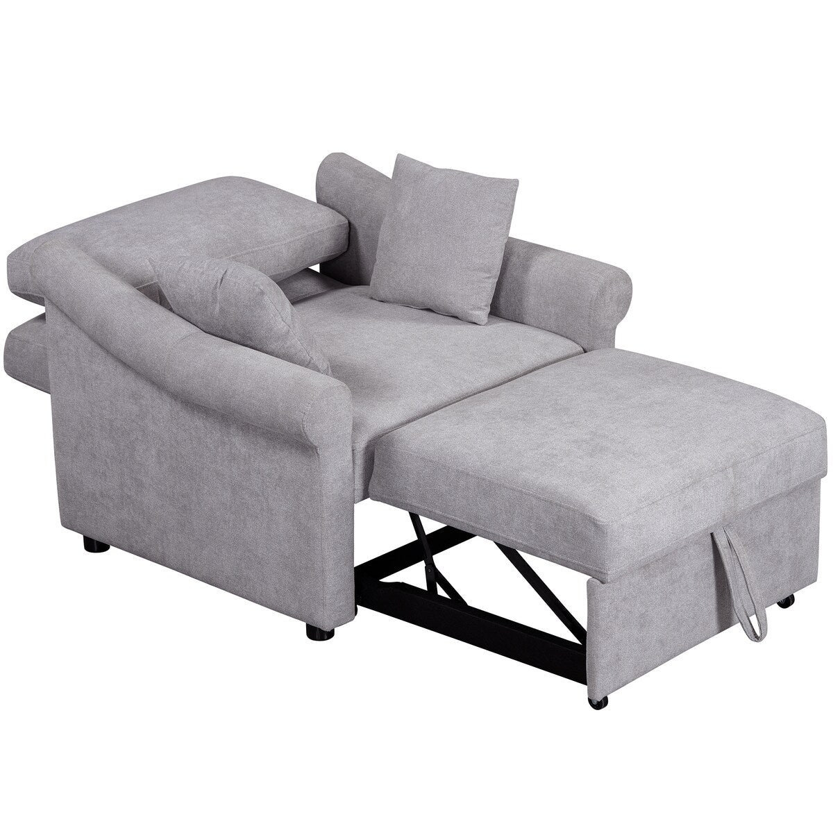 Chenille Convertible Sleeper Chair with Adjustable Backrest, 3 IN 1 Lounger Chair Turns Into Bed, Single Bed for Living Room
