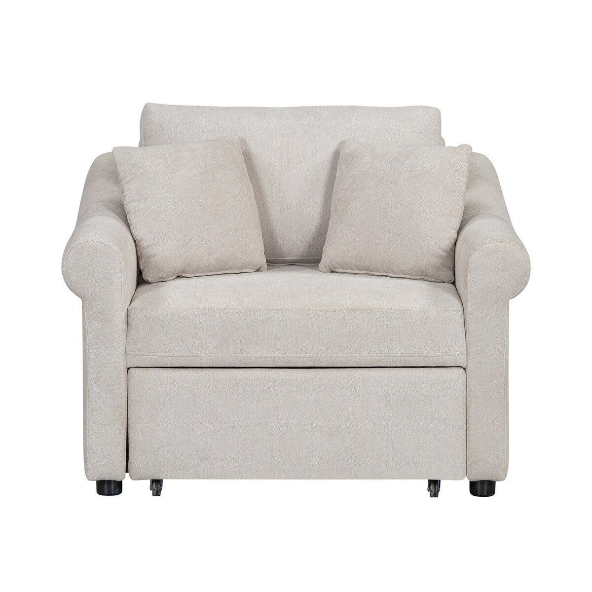 Chenille Convertible Sleeper Chair with Adjustable Backrest, 3 IN 1 Lounger Chair Turns Into Bed, Single Bed for Living Room