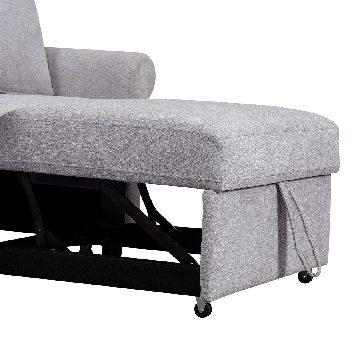 Chenille Convertible Sleeper Chair with Adjustable Backrest, 3 IN 1 Lounger Chair Turns Into Bed, Single Bed for Living Room