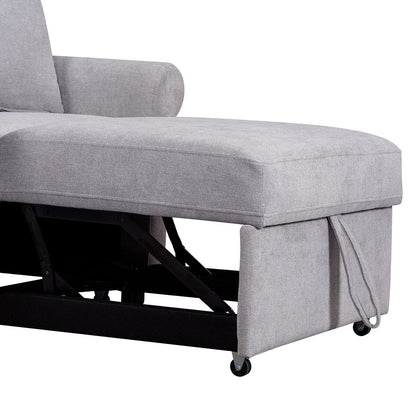 Chenille Convertible Sleeper Chair with Adjustable Backrest, 3 IN 1 Lounger Chair Turns Into Bed, Single Bed for Living Room