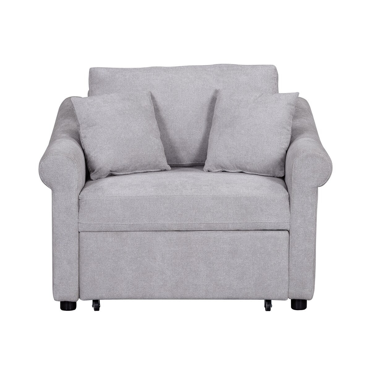 Chenille Convertible Sleeper Chair with Adjustable Backrest, 3 IN 1 Lounger Chair Turns Into Bed, Single Bed for Living Room