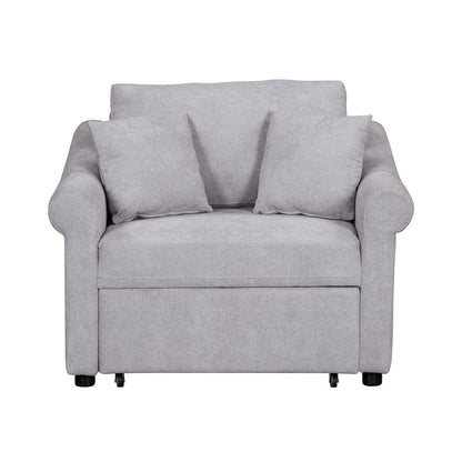 Chenille Convertible Sleeper Chair with Adjustable Backrest, 3 IN 1 Lounger Chair Turns Into Bed, Single Bed for Living Room
